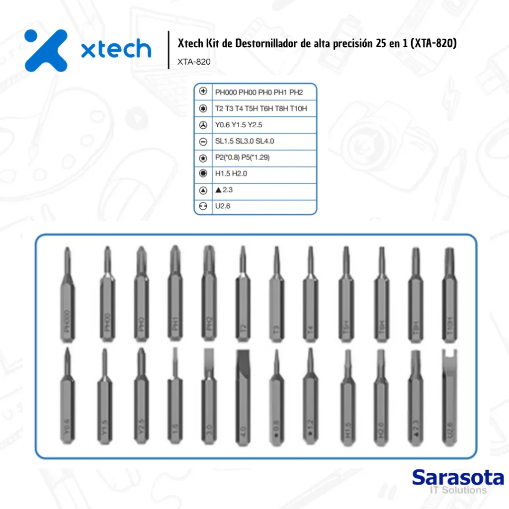 XTE009 Xtech Kit de Destornillador de alta precisión 25 en 1 (XTA-820) (4).webp