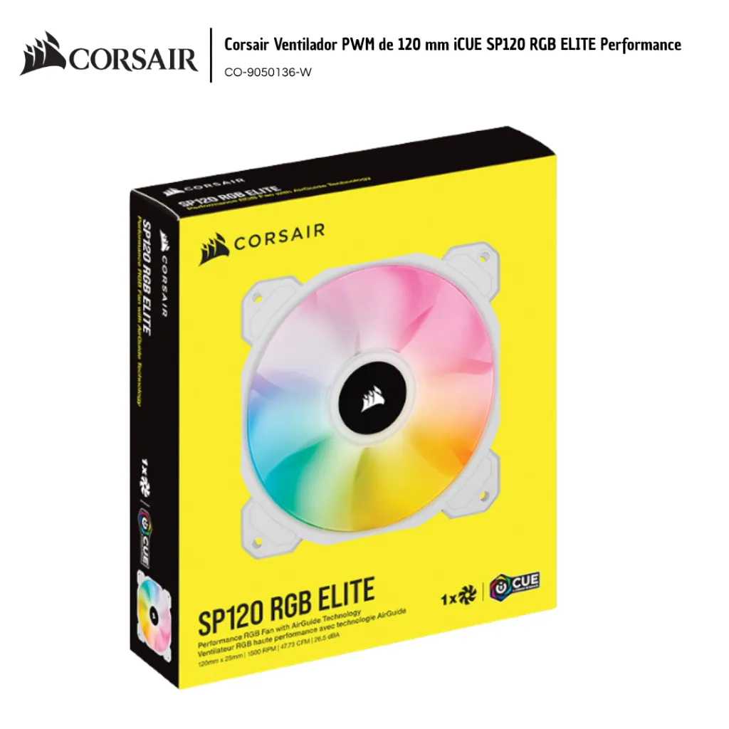 COR001 Corsair Ventilador PWM de 120 mm iCUE SP120 RGB ELITE Performance CO-9050136-W.webp