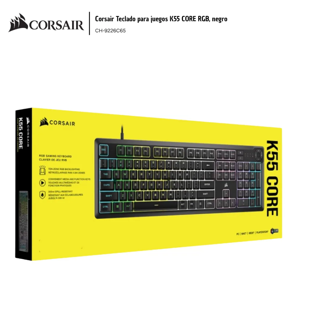 COR006 Corsair Teclado para juegos K55 CORE RGB, negro CH-9226C65.webp