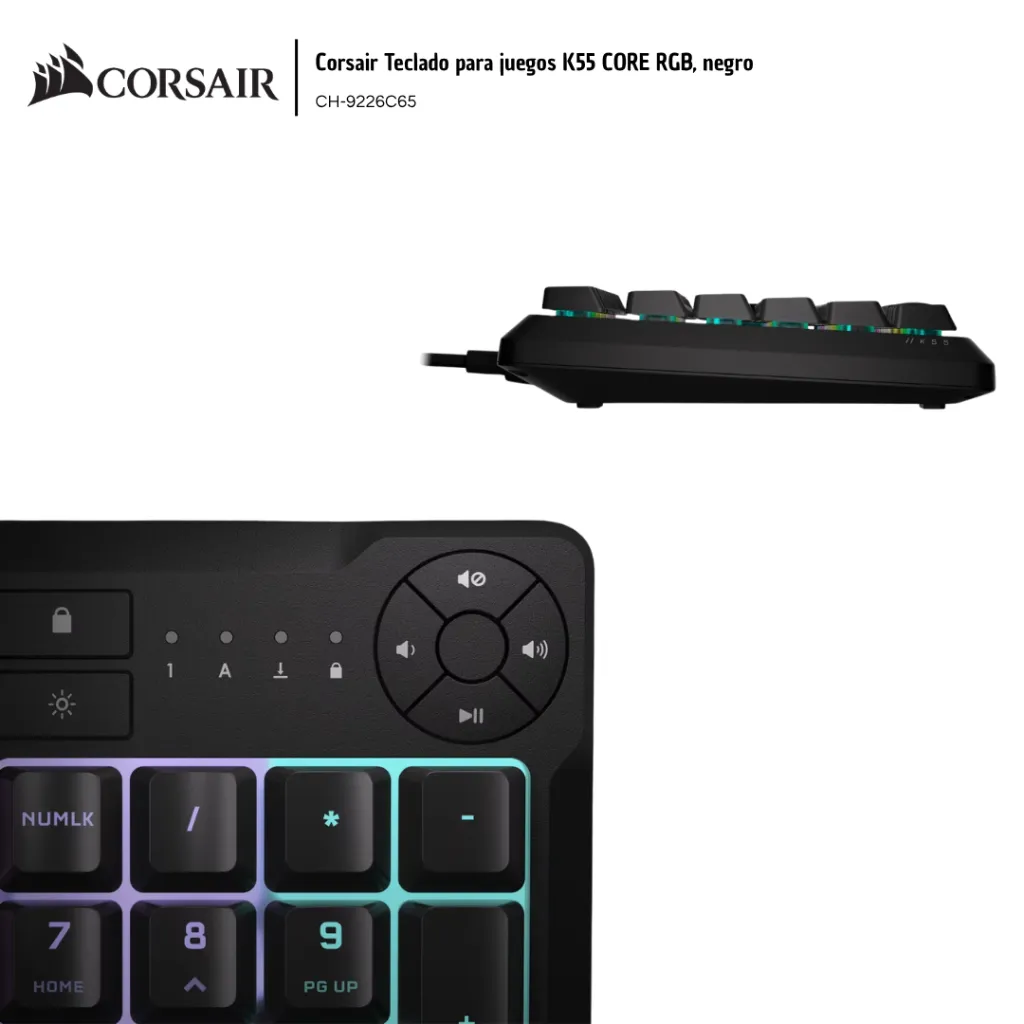COR006 Corsair Teclado para juegos K55 CORE RGB, negro CH-9226C65 (3).webp
