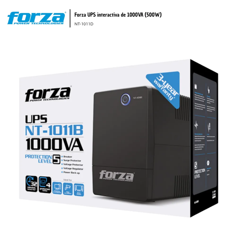 FOR002 Forza UPS interactiva de 1000VA (500W) NT-1011D 798302107694 (2).webp