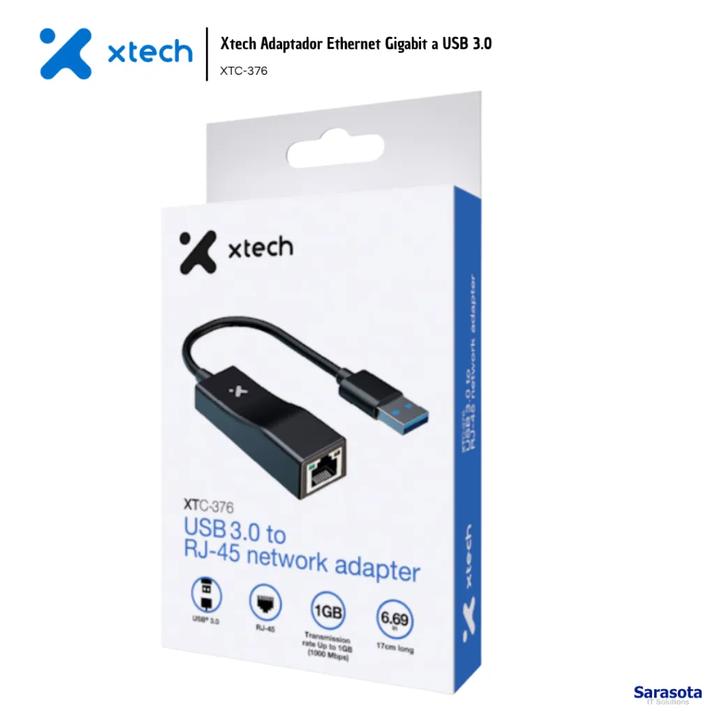XTE008 Xtech Adaptador Ethernet Gigabit a USB 3.0 XTC-376 798302232389 (2).webp