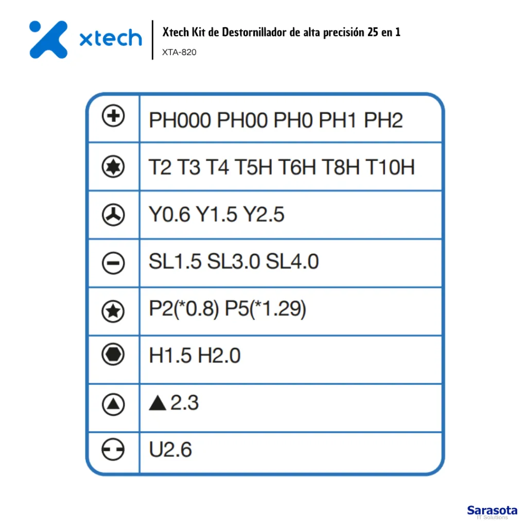 XTE009 Xtech Kit de Destornillador de alta precisión 25 en 1 XTA-820 798302233331 (5).webp