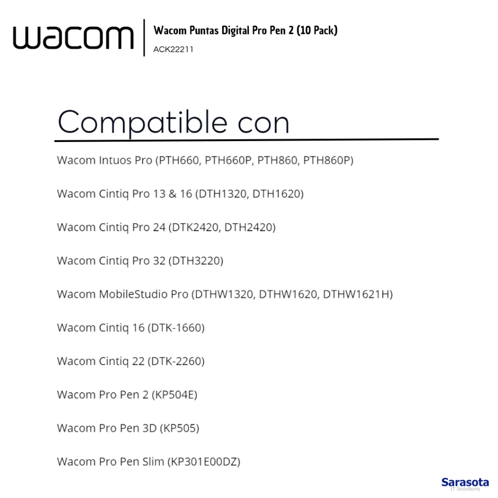WAC015 Wacom Puntas ACK22211 Digital Pro Pen 2 (10 Pack) 753218987181 (2).webp