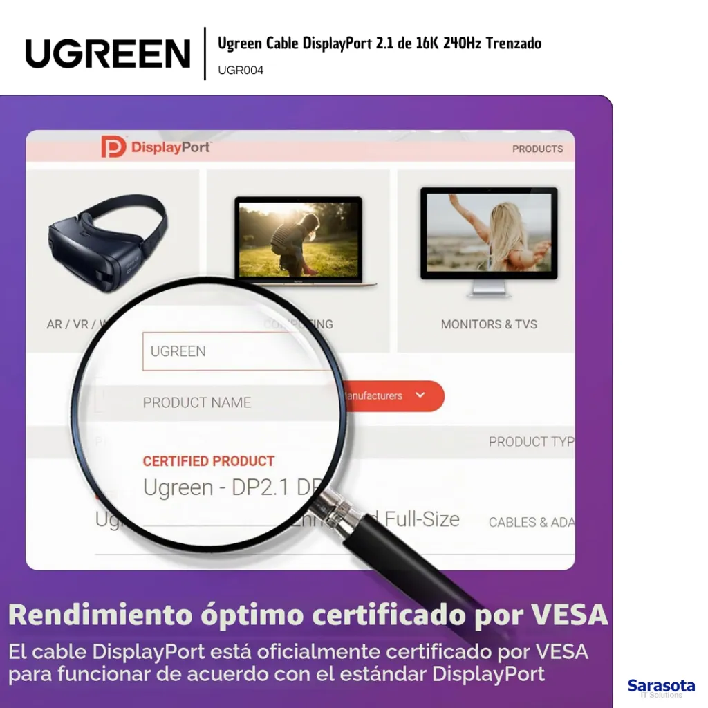 UGR004 Ugreen Cable DisplayPort 2.1 de 16K 240Hz Trenzado ACBUGN15384 (2).webp
