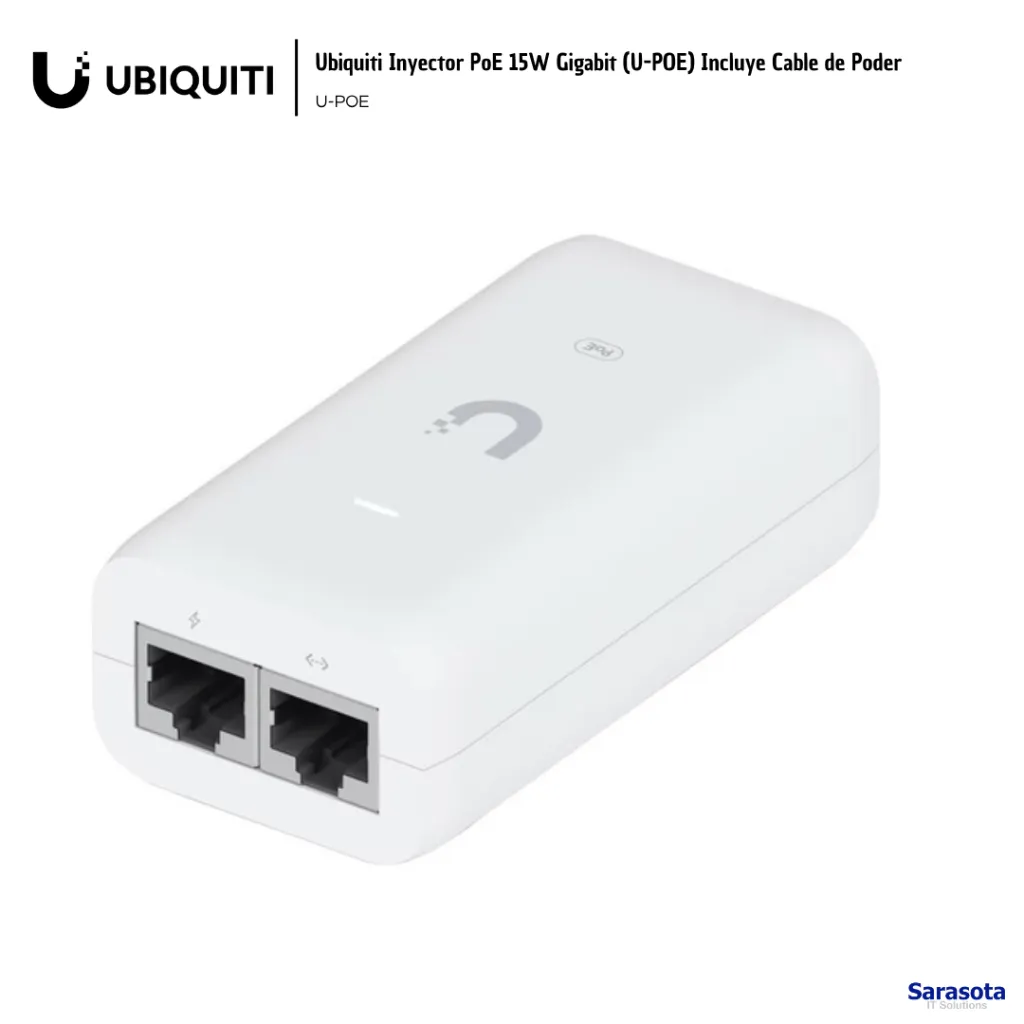 UBI003 Ubiquiti Inyector PoE 15W Gigabit (U-POE) Incluye Cable de Poder  817882024969 (3).webp