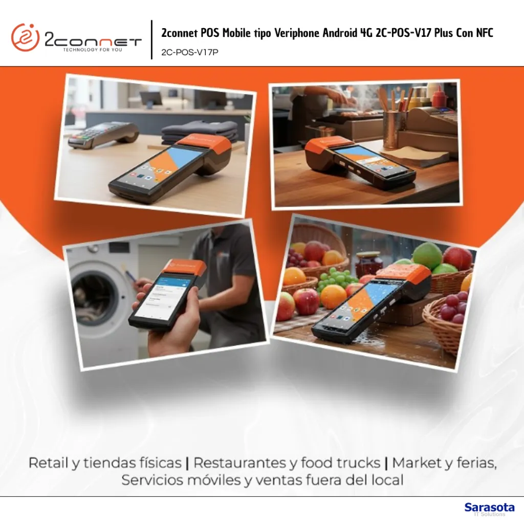 2CO033 2connet POS Mobile tipo Veriphone Android 4G 2C-POS-V17 Plus Con NFC (1).webp