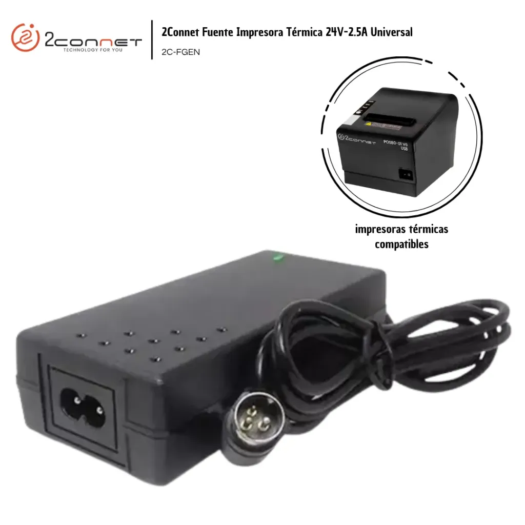 [2CO005] 2Connet Fuente Impresora Térmica 24V-2A Universal