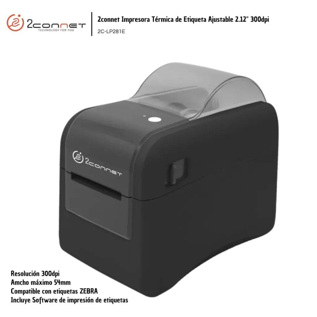 [2CO006] 2connet Impresora Térmica de Etiqueta Ajustable 2.12" 300dpi (2C-LP281E)