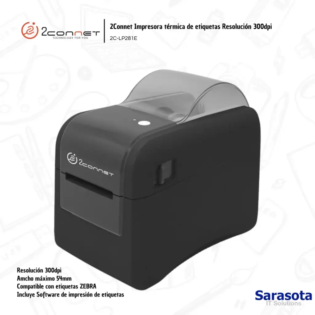 2connet Impresora Térmica de Etiqueta Ajustable 2.12" 300dpi (2C-LP281E)