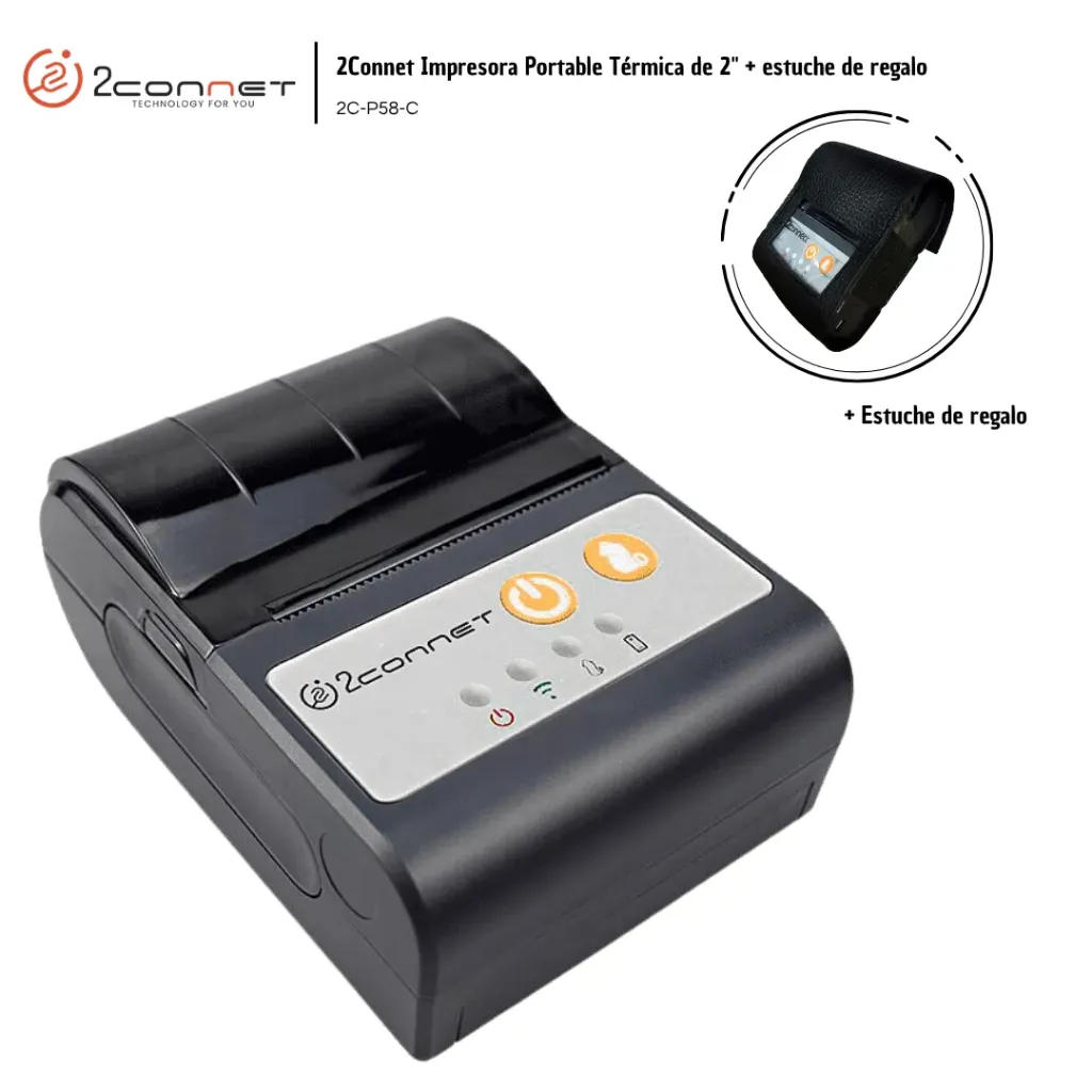 [2CO007] 2Connet Impresora Portable Térmica de 2" + Estuche de Regalo (2C-P58-C)