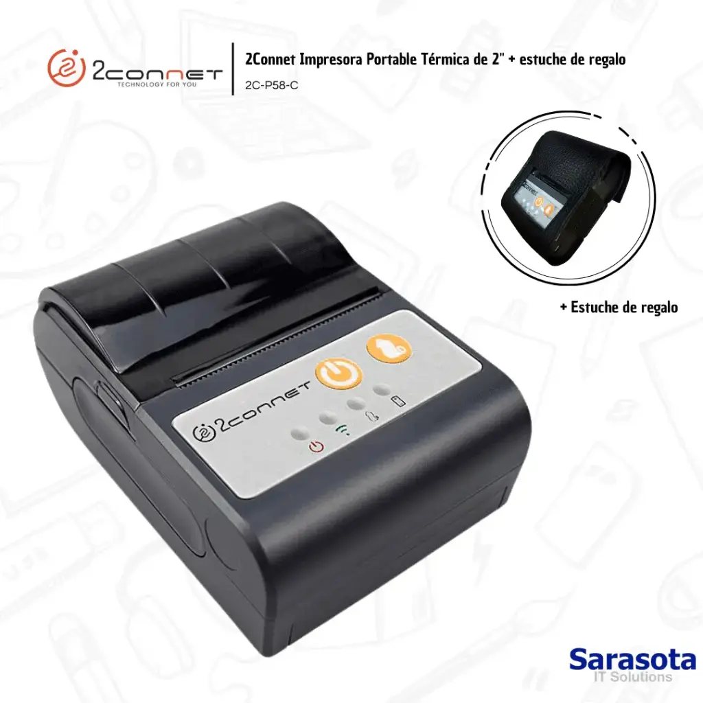 2Connet Impresora Portable Térmica de 2" + Estuche de Regalo (2C-P58-C)