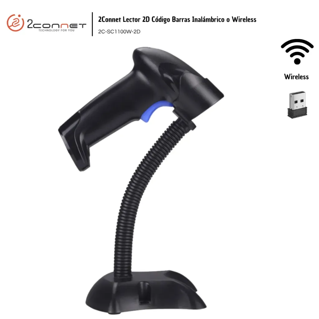 [2CO011] 2Connet Lector 2D Inalámbrico de Código de Barras (2C-SC1100W-2D)