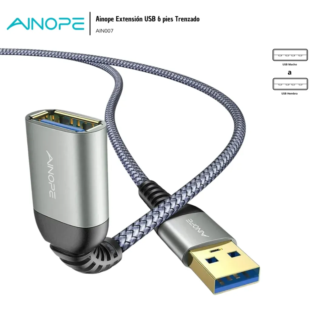 [AIN007] Ainope Extensión USB Trenzado