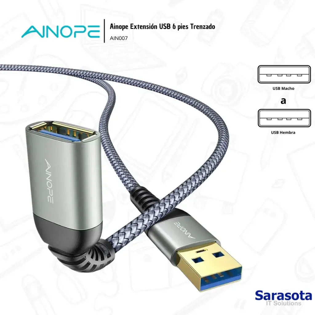 Ainope Extensión USB Trenzado