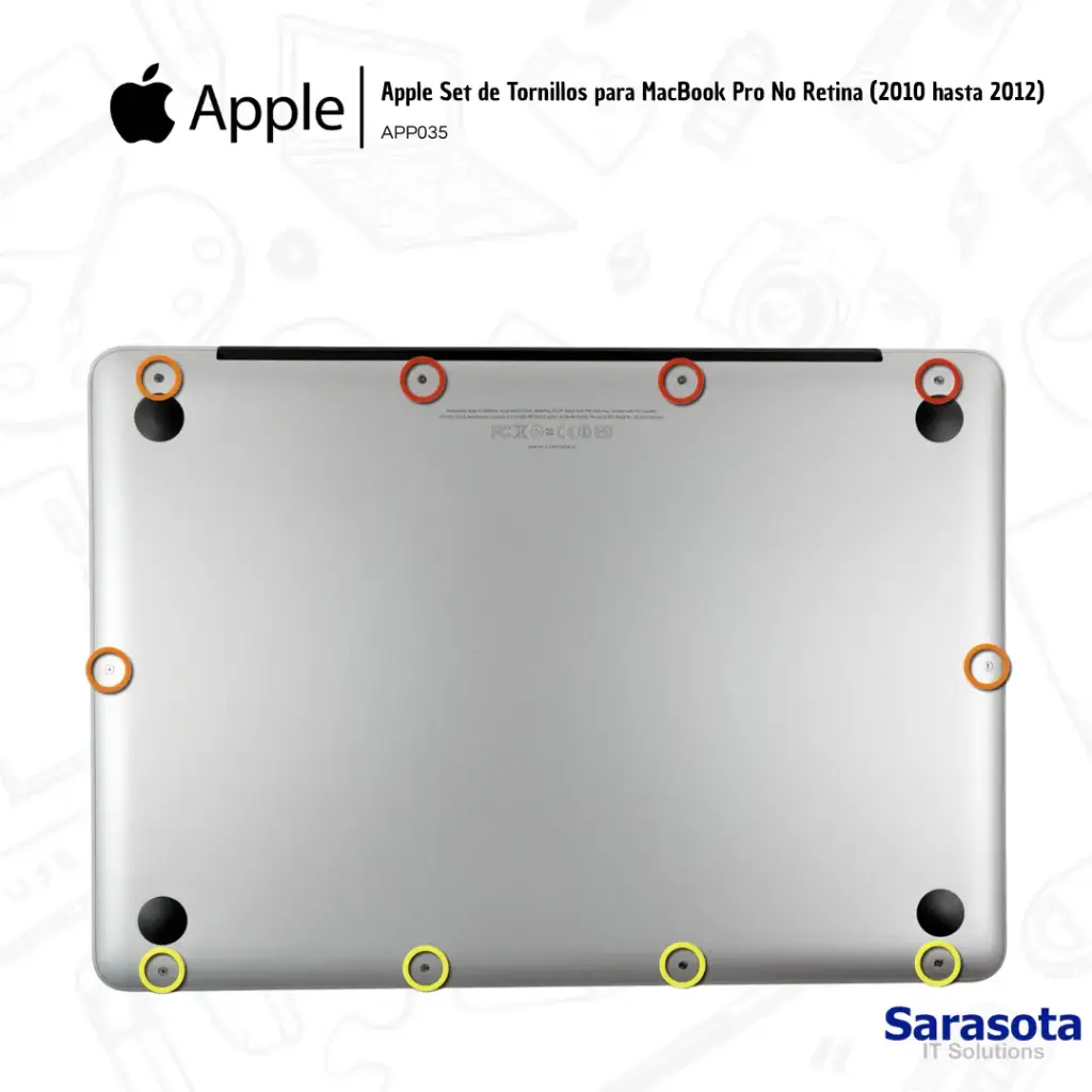 [APP035] Apple Set de Tornillos para MacBook Pro No Retina (2010 hasta 2012)