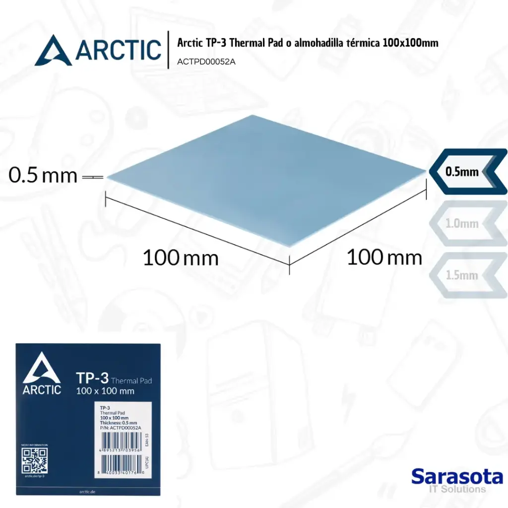 Arctic Thermal Pad TP-3 100mm x 100mm x 0.5mm