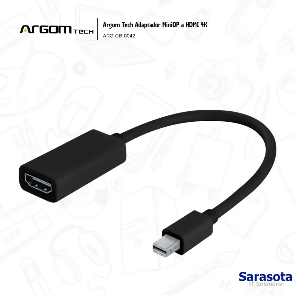 Argom Tech Adaptador MiniDP a HDMI 4K ARG-CB-0042