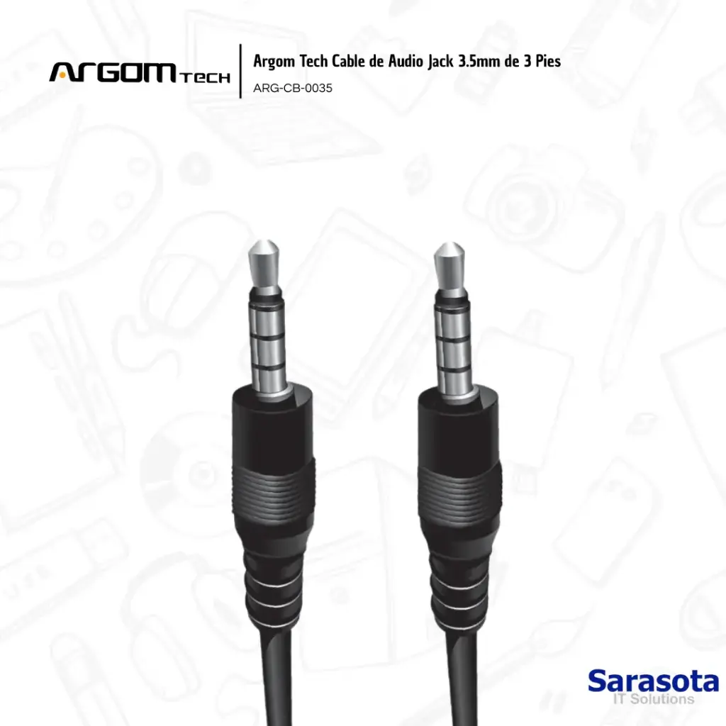 Argom Tech Cable de Audio Jack 3.5mm de 3 Pies ARG-CB-0035