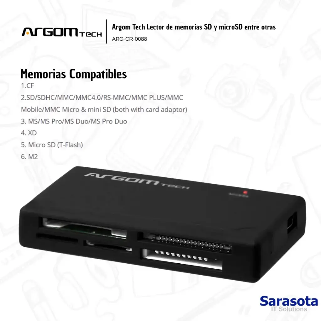 Argom Tech Lector de memorias SD y microSD ARG-CR-0088
