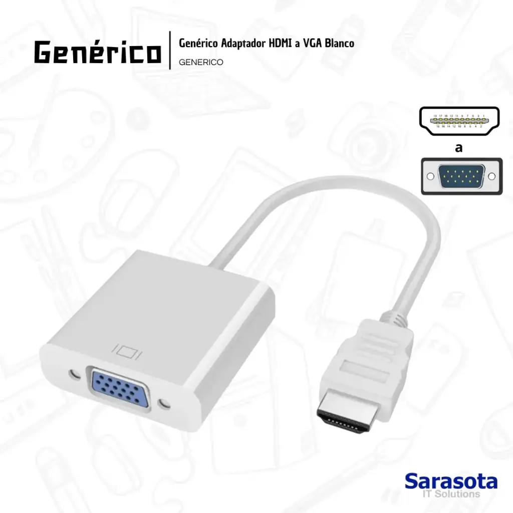 [GEN005] Genérico Adaptador HDMI a VGA Blanco