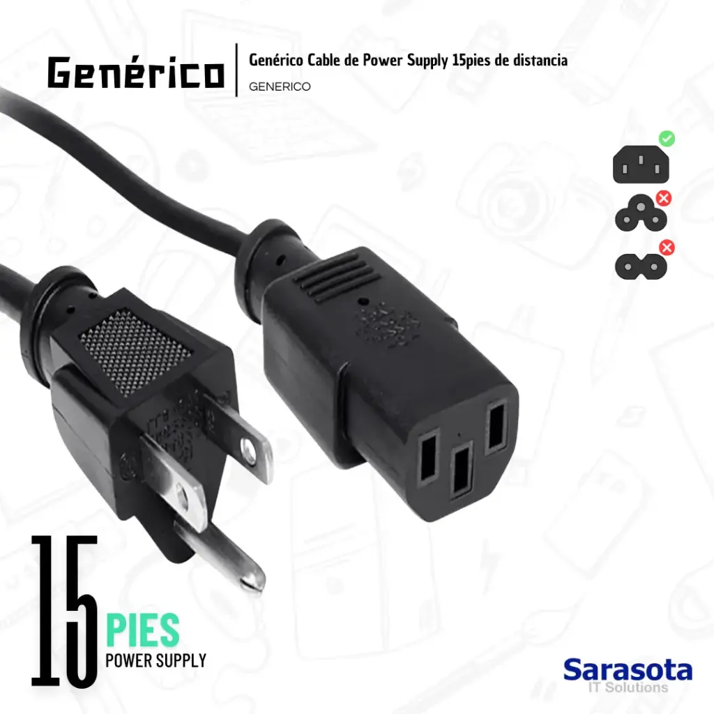 Genérico Cable de Poder 15 pies
