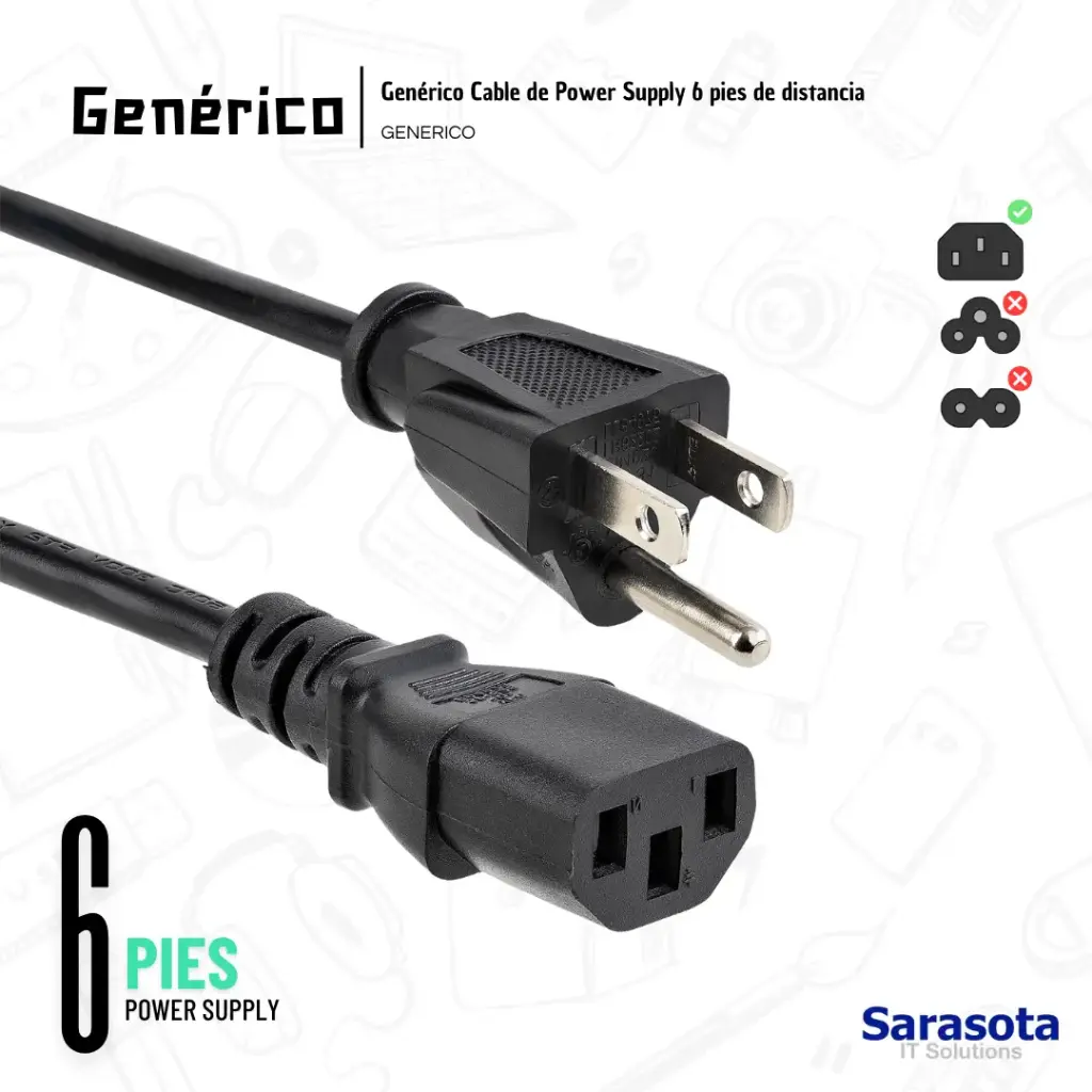 Genérico Cable de Poder 6 pies