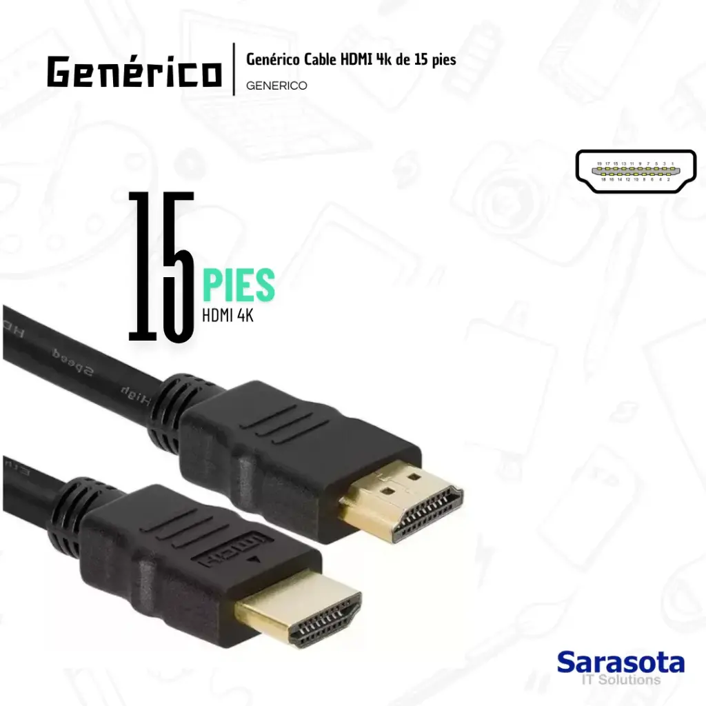 Genérico Cable HDMI 15 Pies 4k