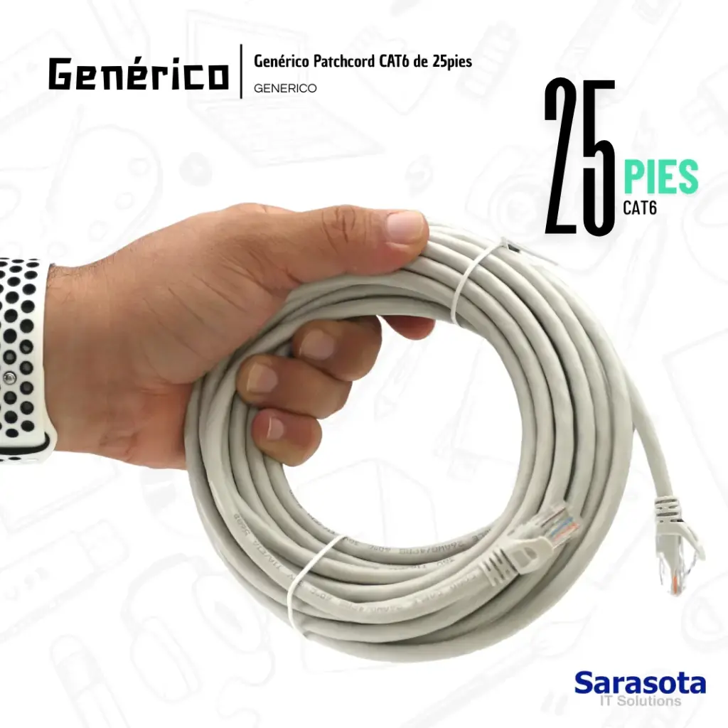 Genérico Patch Cord CAT6 RJ45 de 25 pies