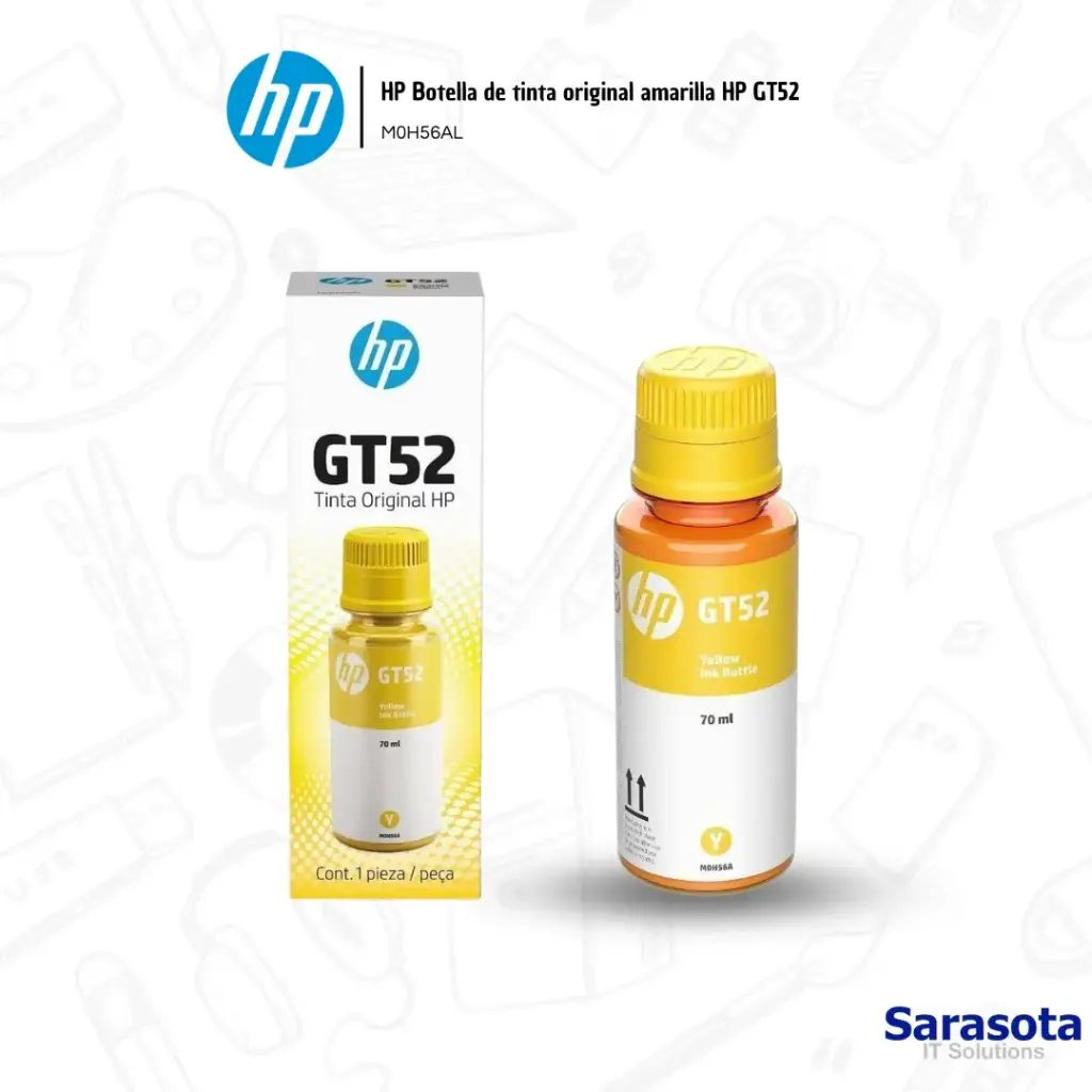 HP Botella de Tinta HP GT52 Amarilla Original M0H56AL