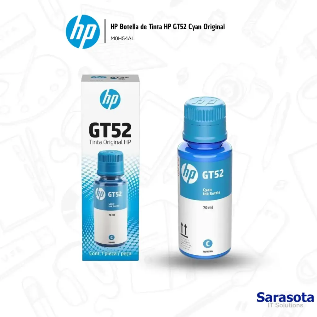 HP Botella de Tinta HP GT52 Cyan Original M0H54AL