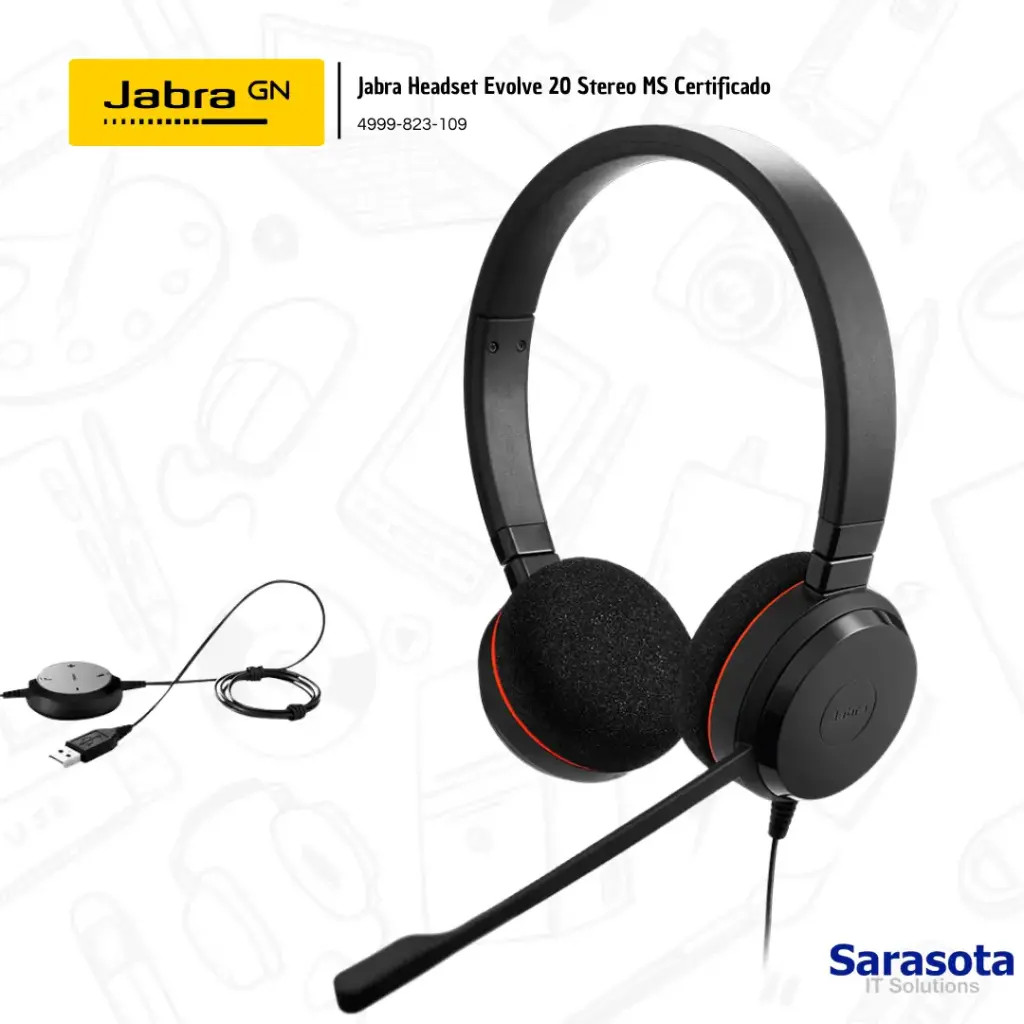 Jabra HeadSet Evolve 20 MS Stereo HSC016 4999-823-109