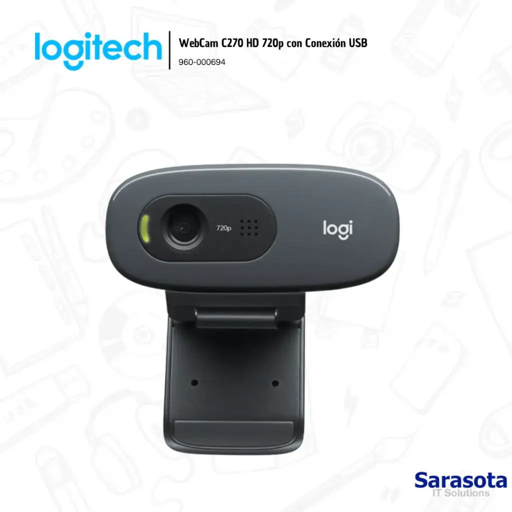 Logitech Cámara Web C270 HD 720p Gris Oscuro (960-000694)