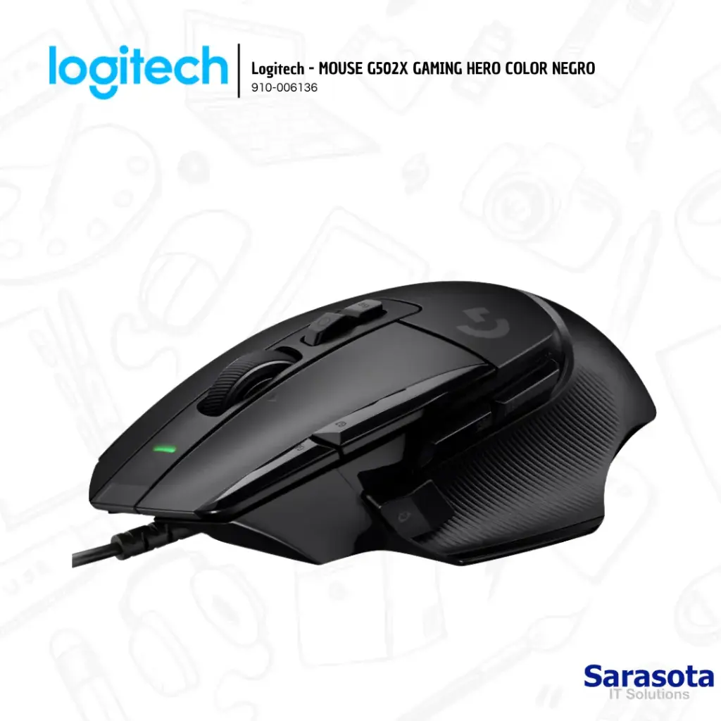 Logitech Mouse G502X Gaming Hero Black Alámbrico (910-006136)