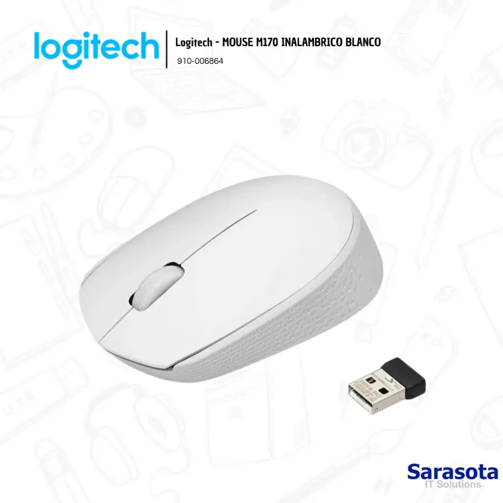 Logitech Mouse M170 Blanco Inalámbrico (910-006864)