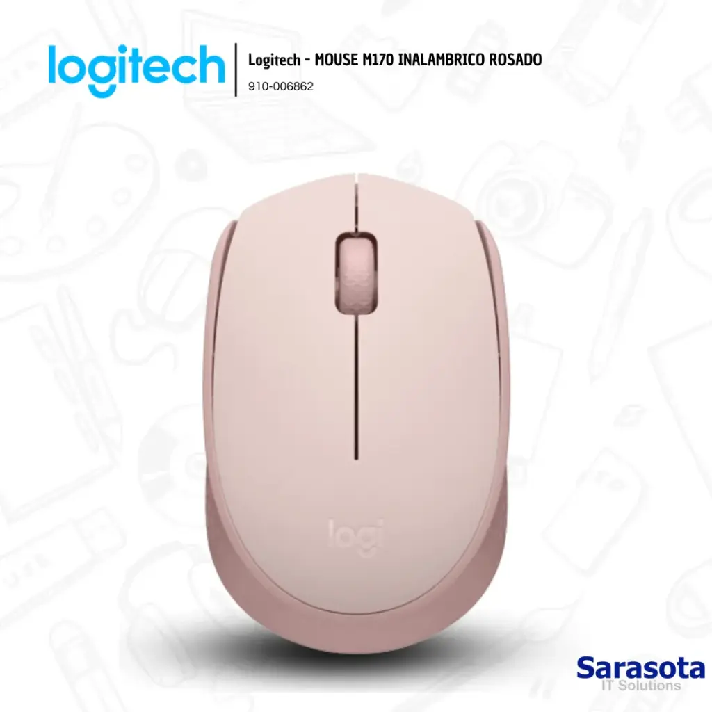 Logitech Mouse M170 Rosado Inalámbrico (910-006862)