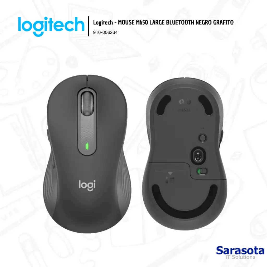 Logitech Mouse M650 Large Bluetooth Negro (910-006231)
