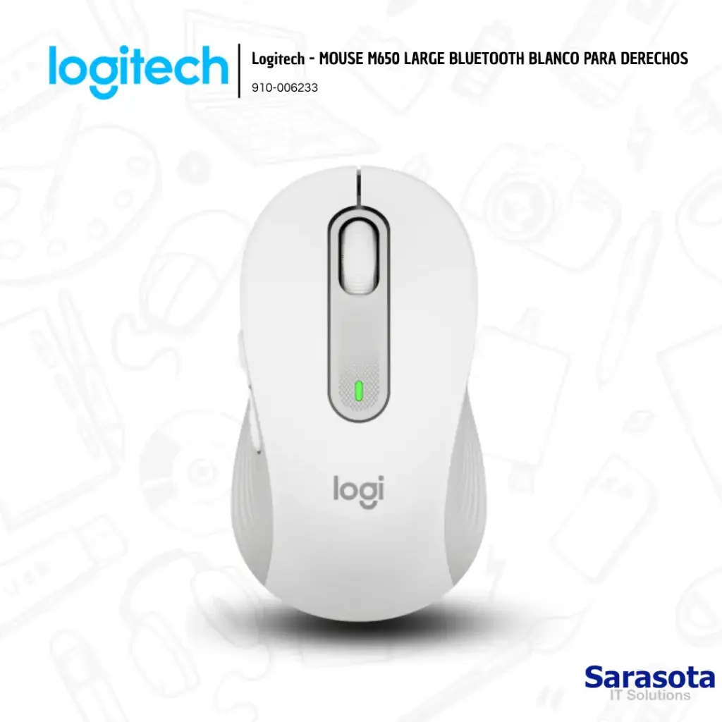 Logitech Mouse M650 Large Bluetooth Blanco (910-006233)