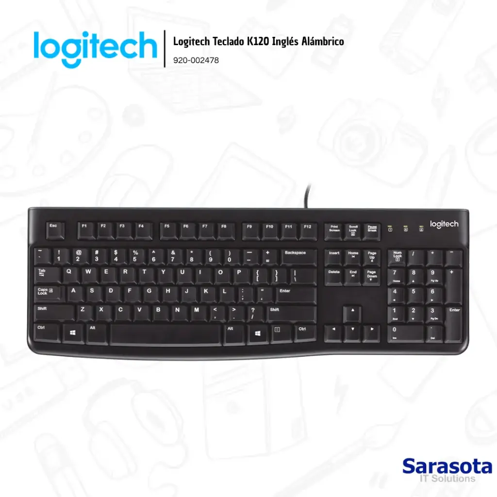 Logitech Teclado K120 Inglés Alámbrico (920-002478)