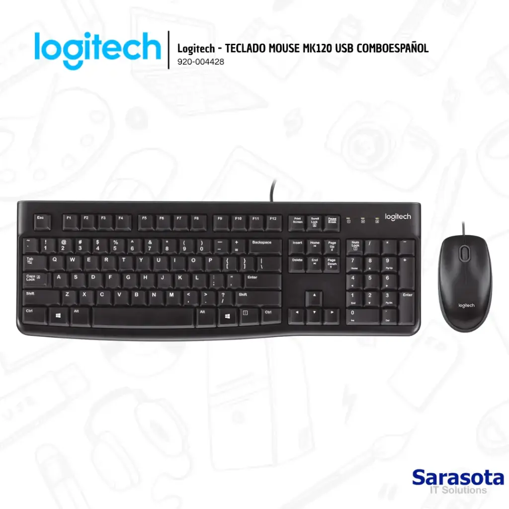 [LOG011] Logitech Teclado y Mouse MK120 Combo Alámbrico Español (920-004428)