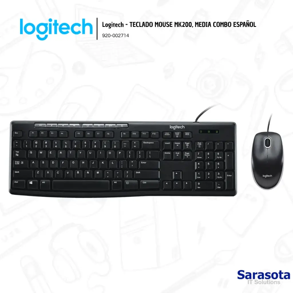 Logitech Teclado y Mouse MK200 Combo Inalámbrico Español (920-002716)