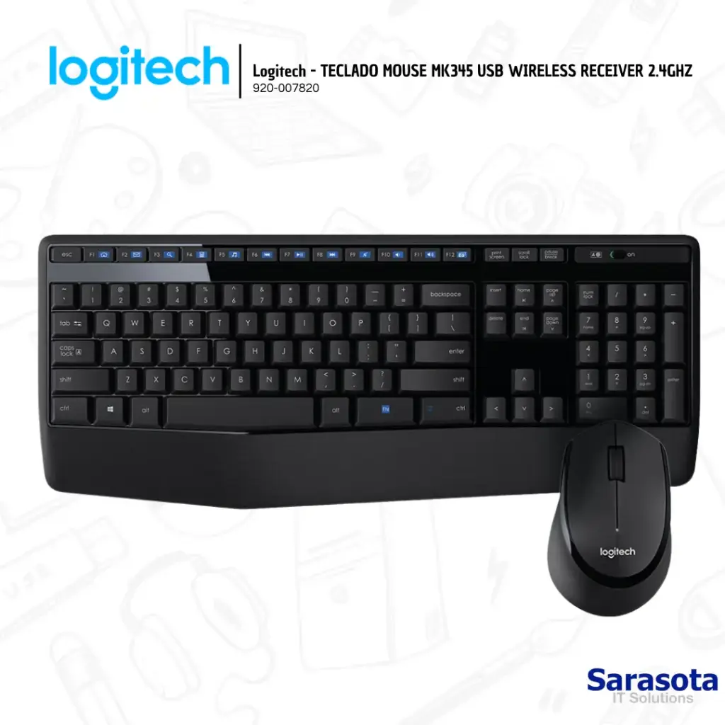 Logitech Teclado y Mouse MK345 Combo Inalámbrico Español (920-007820) 