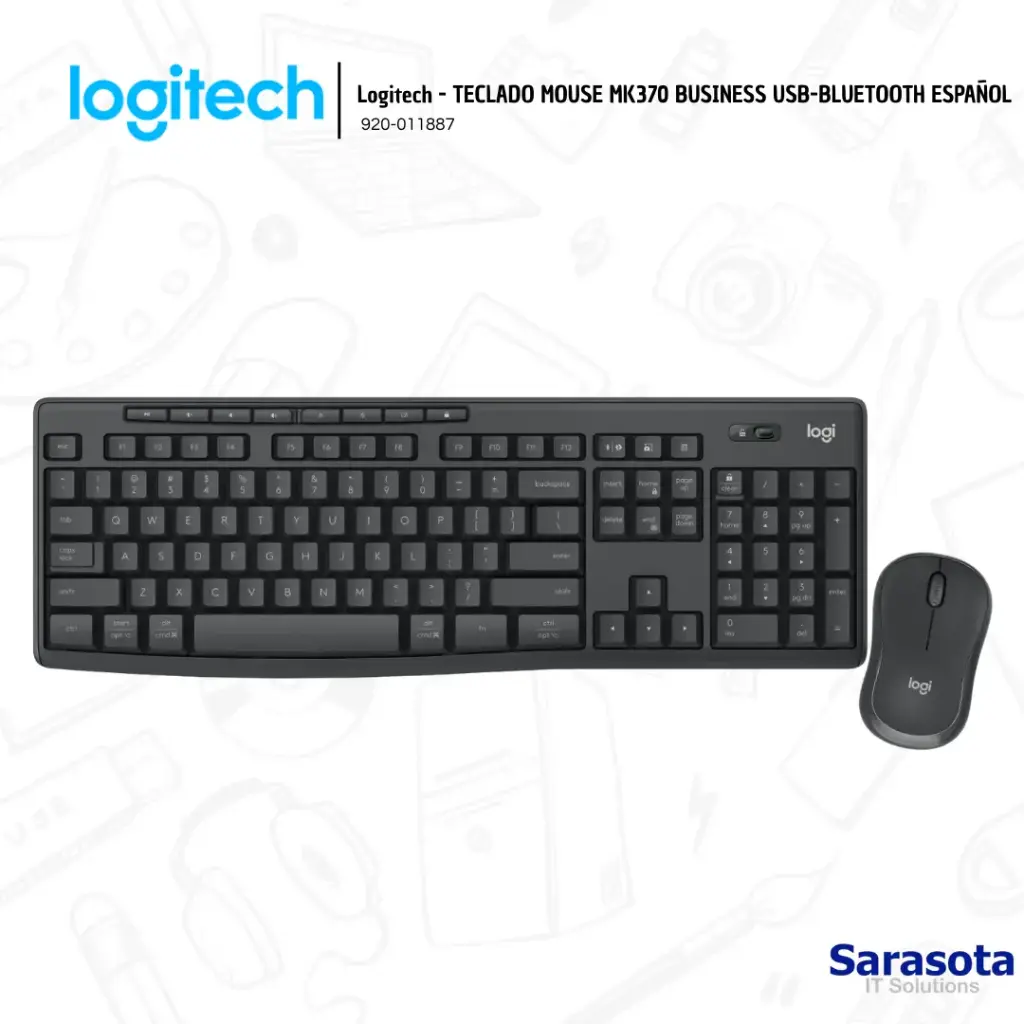 Logitech Teclado y Mouse MK370 Combo Inalámbrico Bluetooth Inglés (920-011887)