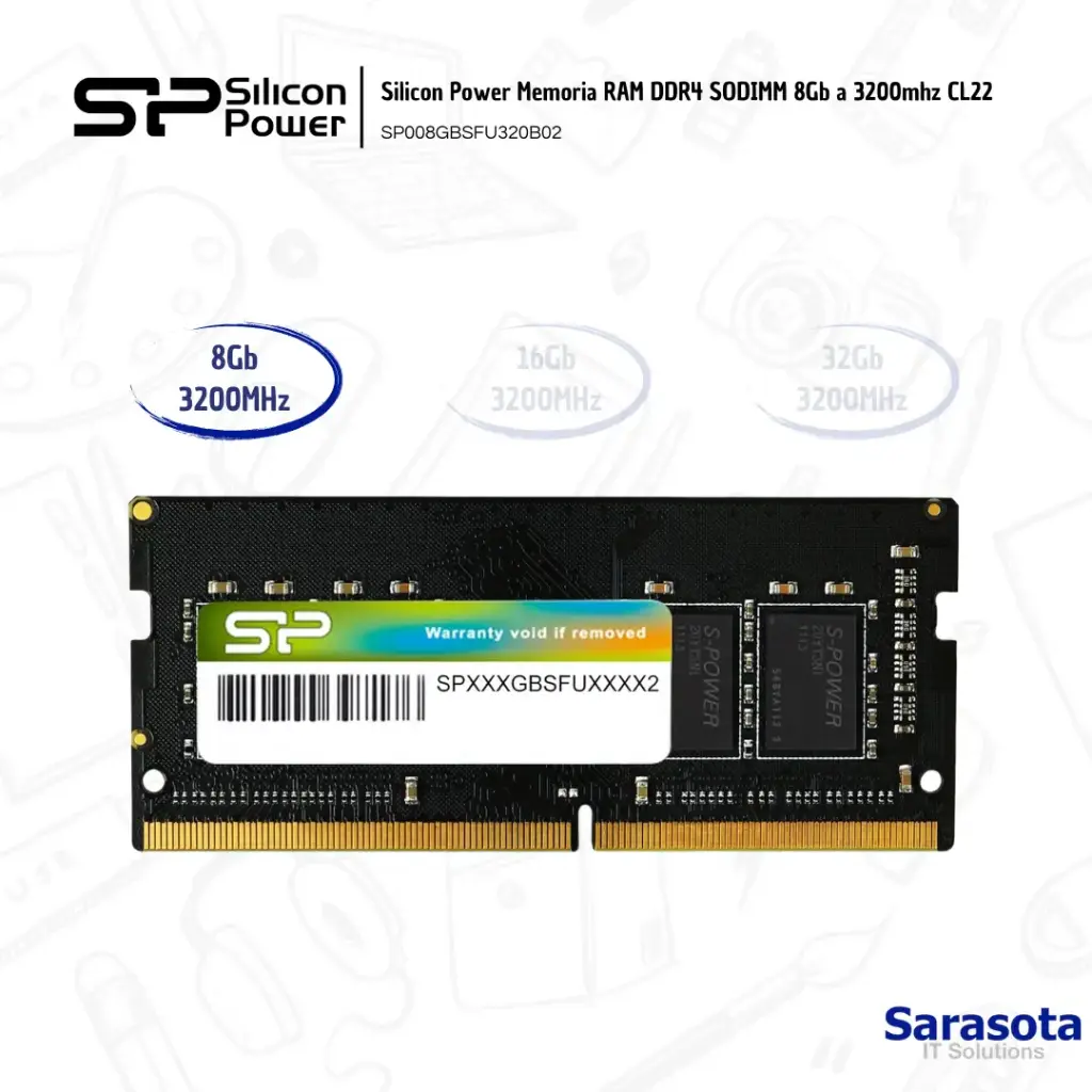 Silicon Power RAM DDR4 SODIMM 3200Mhz de 8Gb
