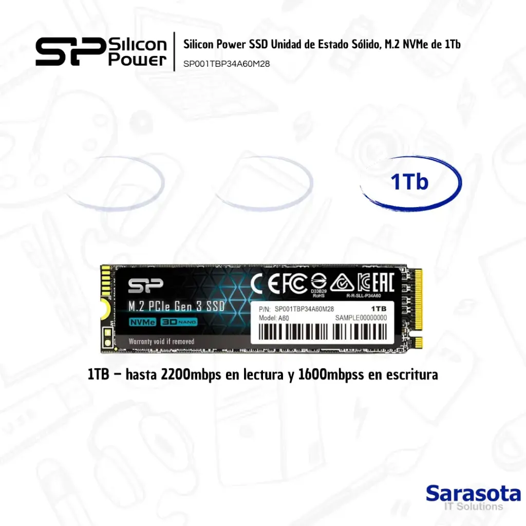 Silicon Power SSD NVMe M.2 A60 1Tb
