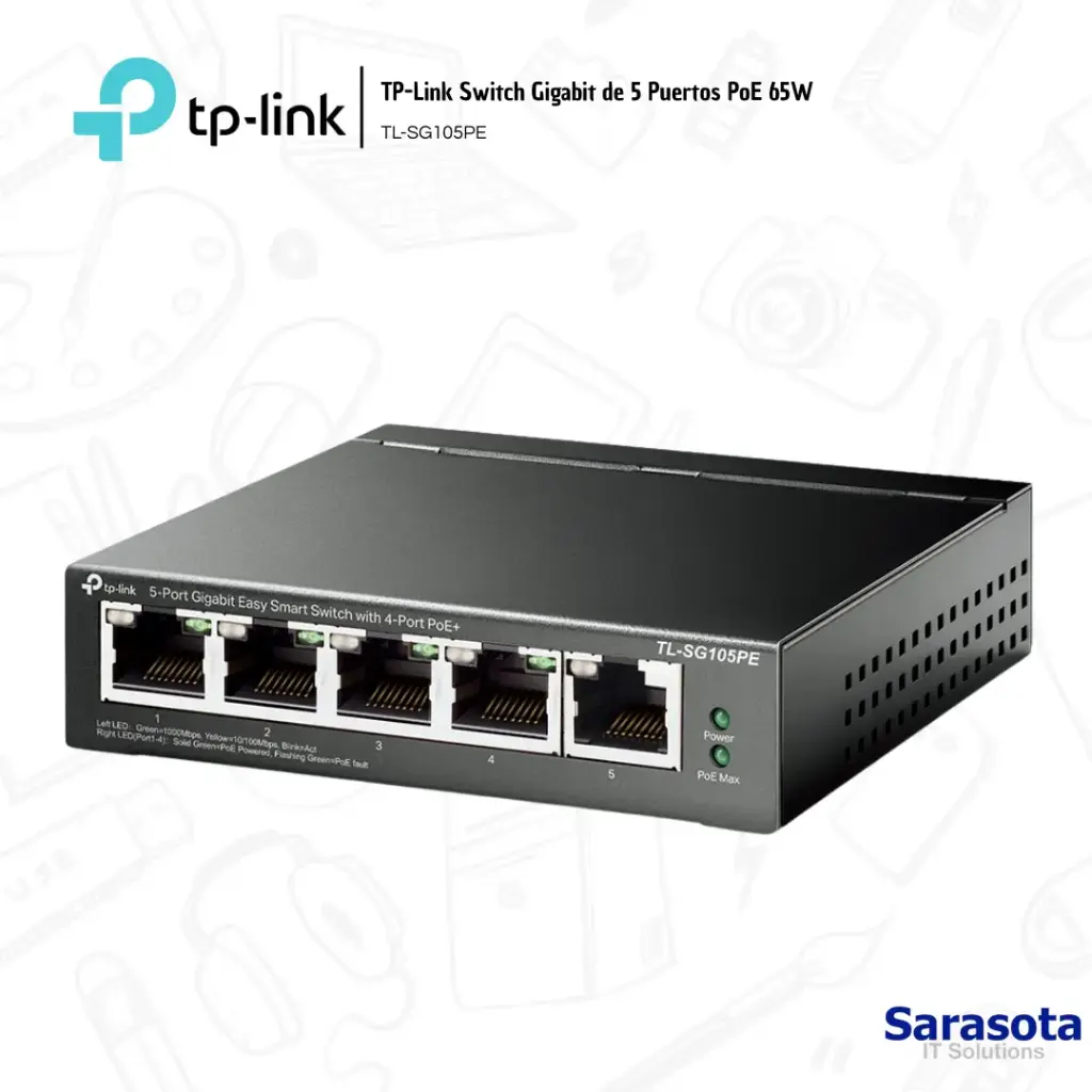 TP-Link Switch 5 Puertos TL SG105PE Gigabit Poe