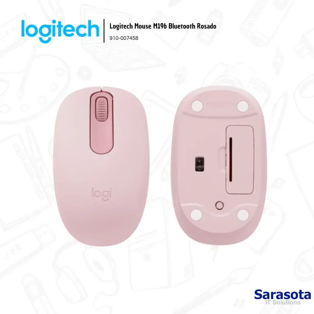 [LOG036] Logitech Mouse M196 Bluetooth Rosado (910-007458)