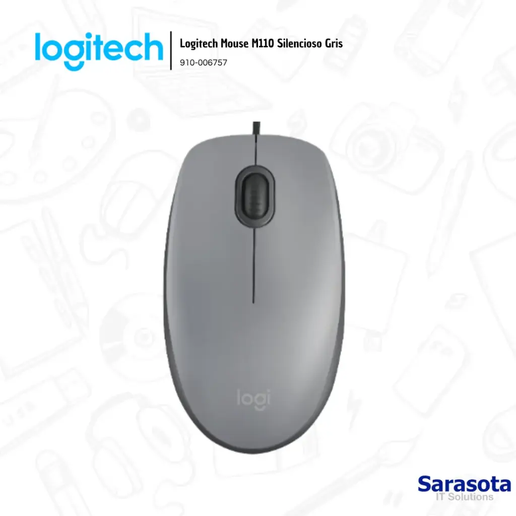 [LOG037] Logitech Mouse M110 Silencioso Gris Medio Alámbrico (910-006757)