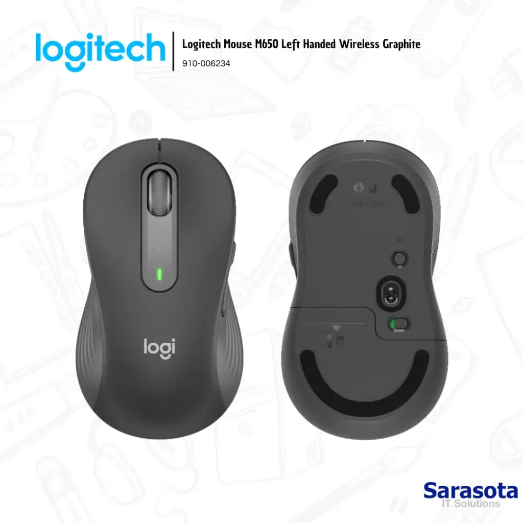 Logitech Mouse M650 Large Bluetooth Negro Zurdos (910-006234)
