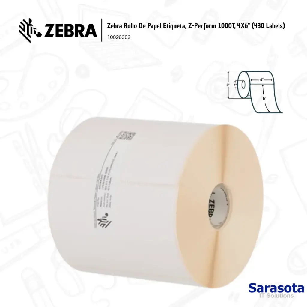 [ZEB005] Zebra Rollo de Etiquetas, Z-Perform 1000T, 4X6" (430 Labels)